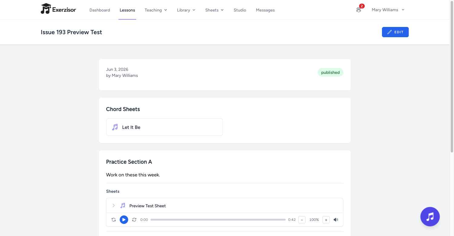 Attach Sheets to Individual Lesson Sections — screenshot