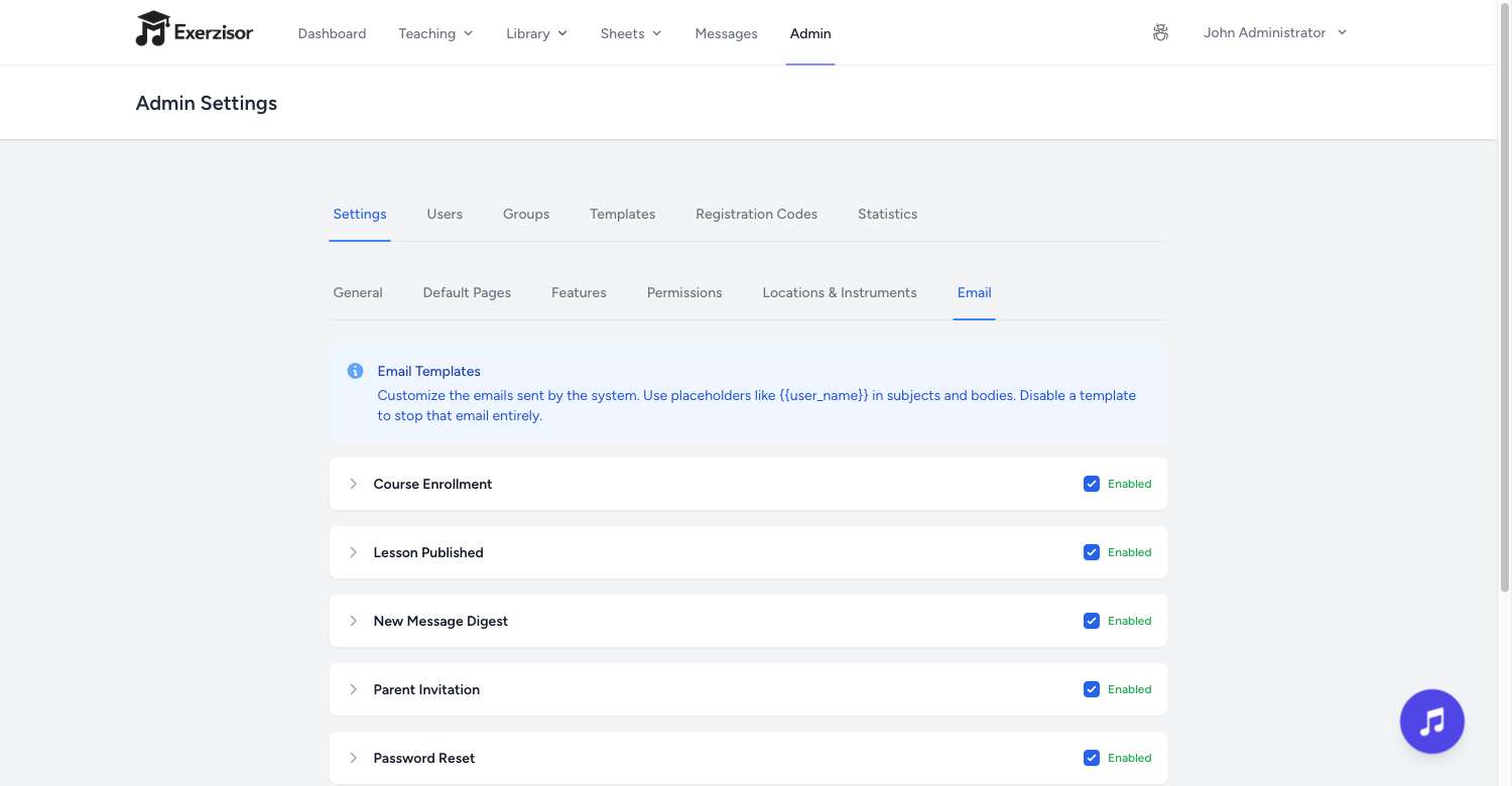 Email Notifications with Customizable Templates — screenshot
