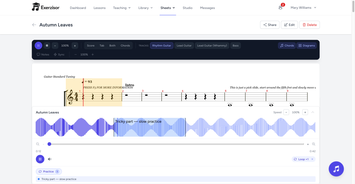 Improved Audio Loop & Practice UX — screenshot
