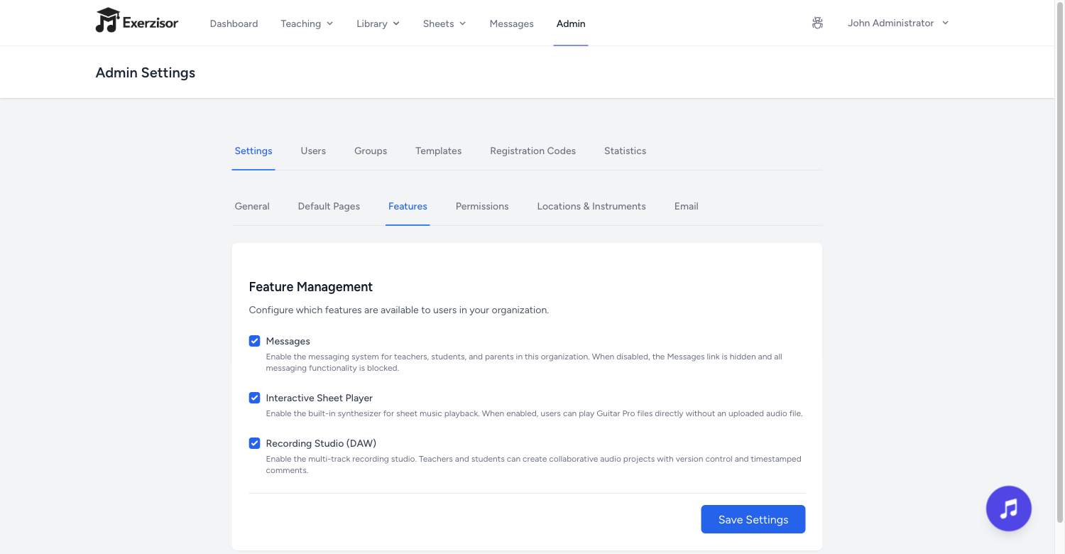 Organization Messages Toggle — screenshot