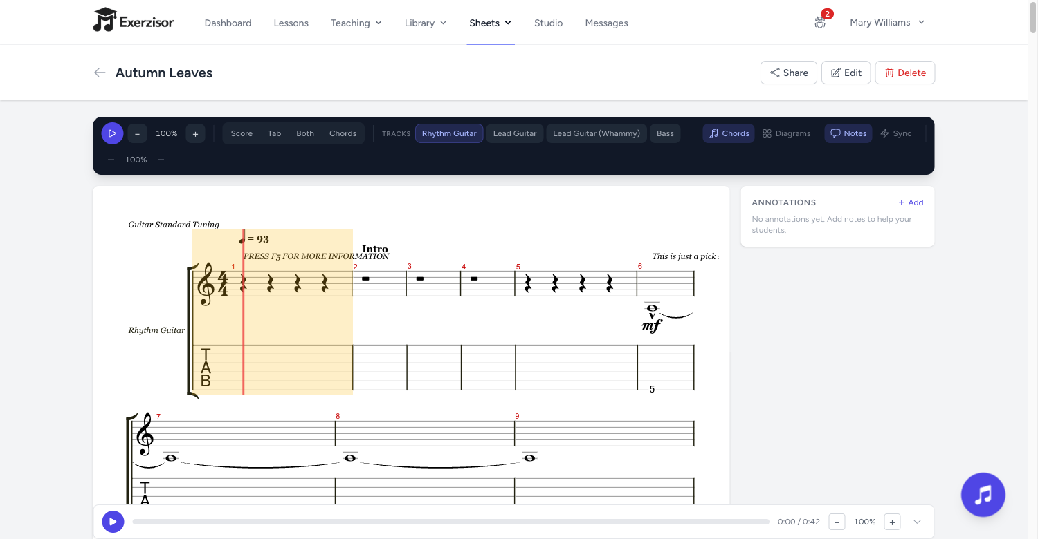 Sheet Bar Annotations — screenshot